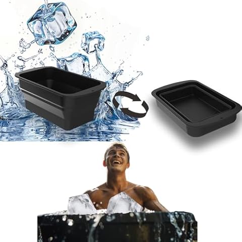 Siyoriot Extra Large Silicone Ice Block Molds 2Pcs Reusable Ice Molds for Ice Bath, Ice Cubes Water Chiller for Cold Plunge Tubs, 8lbs Ice Brick Tray Black Cover