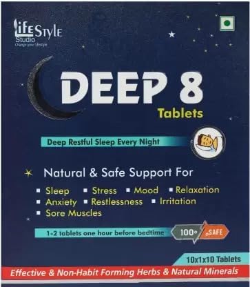 DEEP 8 Tablet Natural & Safe Support For Deep Restful Sleep | Stress | Anxiety | Irritaion (10 Tablets) (pack of 6) (B0CPDRDYS7) Amazon Price History, Amazon Price Tracker