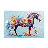 Puzzle Fleur 1500 Pieces Cheval Grande Taille Puzzle Adulte en Bois avec Boîte et Affiche, Jeu Amusant/Coloré/Stimulant und Loisirs Créatifs Adultes, Decoration Murale, Cadeau Homme/Femme 1T 1993
