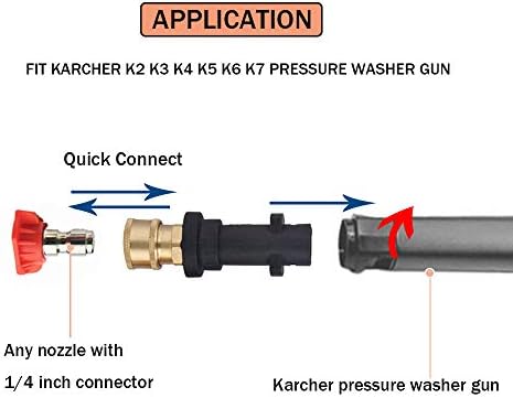 Stone Banks Pressure Washer Gun Adapter with 1/4'' Quick Connect Female Fitting Compatible with Karcher/Kärcher K Series K2, K3, K4, K5, K6, K7 High Pressure Washer