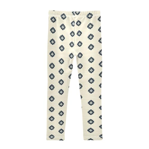 Simple Lovely Flowers Navy Prints Girls Leggings Soft Comfortable Athletic Leggings Dancing Pants for 4-10 Years2