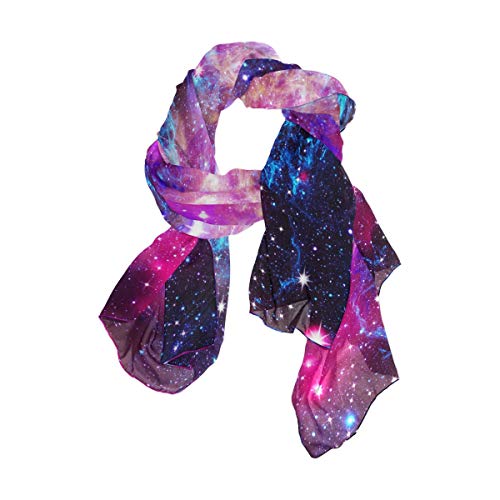 linomo Écharpe longue en mousseline de soie pour femme Motif galaxie Cover