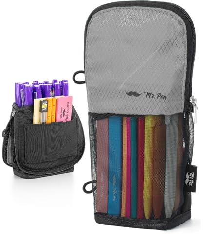 Mr. Pen Mesh-View Pencil Case, Black & Gray