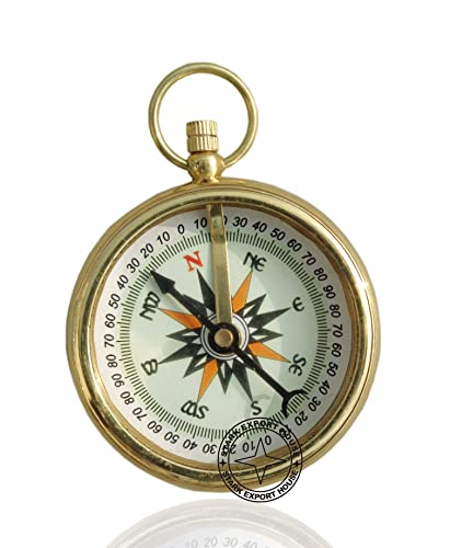 Brújula de bronce con reloj solar y telescopio para exteriores miniatura 4