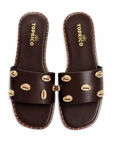 Women Brown Embellished Flat Sandals Soft Cushion Comfort Daily | 310-image-23
