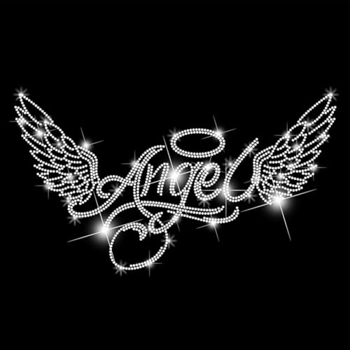 Image of SUPERDANT Angel Wings Iron on Rhinestones Transfer Angel Wings Crystal Heat Transfer Stickers Angel Iron on Decals Bling Rhinestone Patches for T-Shirt Clothing Tote Bag DIY Art Craft Gifts