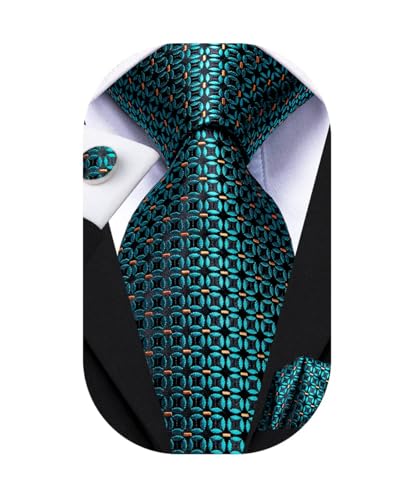 Dubulle Mens Paisely Silk Tie for Men Necktie and Pocket Square Set