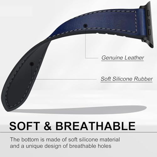 Image of YODI Straps Compatible with Apple Watch 42mm 44mm 45mm 49mm, Replacement Watch Band Leather with Magnet Buckle Strap for iWatch Ultra Series 8 /7 /6 /5 /4 /3 /2 /1 SE