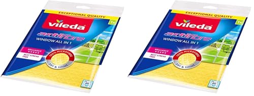 Image of Vileda Actifibre Cloth for Cleaning Glass – Yellow (Pack of 2)