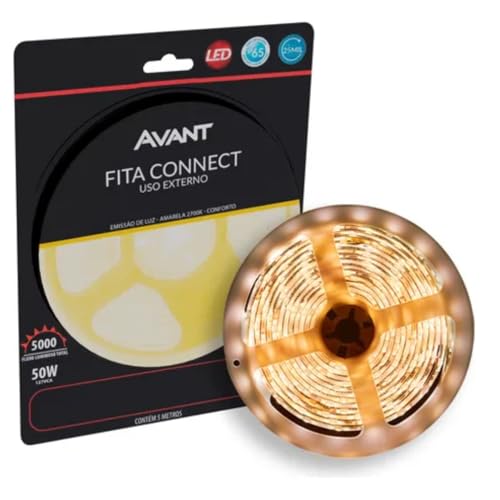 FITA LED EXTERNA CONNECT, 10WM, EMISSÃO DE LUZ AMARELA 2700K, 5M, PROTEÇÃO IP65, 127VCA, AVANT