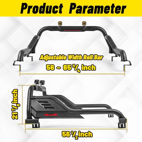 Image of MONOKING Roll Bar for Mid Size Pickup Truck with Dual Pod Lights, Sport Bar for Tonneau Cover for 2007-2026 Gladiator JT Tacoma Frontier Canyon Colorado Ranger Roll Cage for Truck