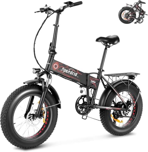 ANCHEER Electric Bike 20' Folding Fat Tire Electric Bike for Adults, 55 Miles Peak 750W 48V/499Wh Battery, Electric Mountain Bike, Commuting Off Road Ebike 7 Speed & Front Suspension