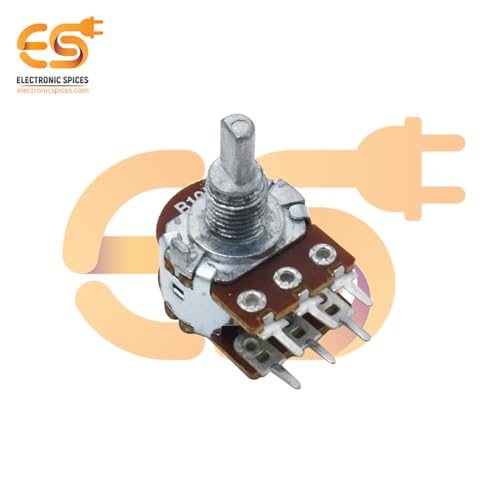 Image of Electronic Spices Combo of 10K 6 Pin D Shaft Dual Gang Rotary Potentiometer (A10, B10) Volume Pot 10K with Knob (Pack of 4)
