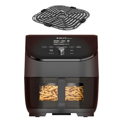 Instant Port Vortex Plus 6 en 1 Freidora de Aire Digital con ClearCook y Función de Asar, Recalentar, Hornear y Deshidratar, Negro con mirilla, 1.700 W – 6L