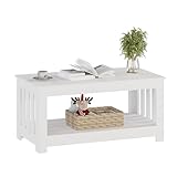 ODIKA Wooden One Style Fits All Coffee Table - White Coffee Table, 2-Tier Rectangular Console Living Room, Scratch/Water Resistant Farmhouse Easy Assembly(White), CT-RT-WH-112523