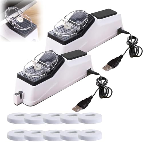 2026 New Knife Sharpener, 5 Seconds Electric Knife Sharpener, USB Electric Knife Sharpener with 10 Sharpening Discs, with Most Standard Kitchen Knives(2pcs)