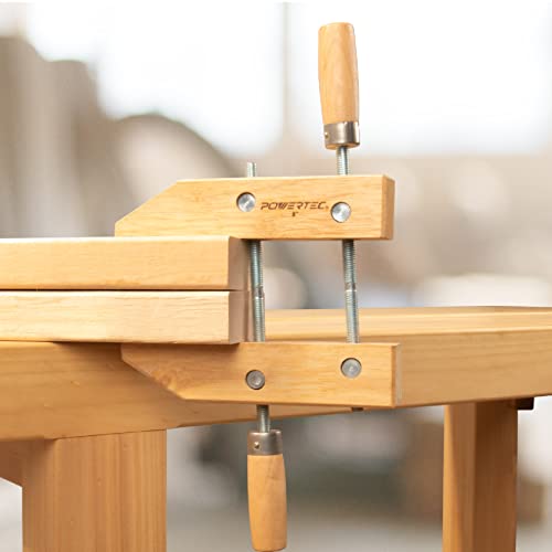 Image of POWERTEC 71839 Wooden Handscrew Clamp- 12 Inch | Hand Screw Clamps for Woodworking, 2 PK