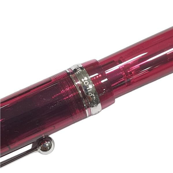 Image of Pilot CUSTOM 74 TINTED WINE RED CT FOUNTAIN PEN - 14KT GOLD RHODIUM-PLATED FINE NIB