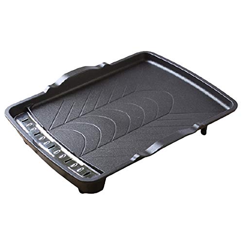 BBQ Grill Pan Portable Hot Plate Grease Draining System Double Handles 40x34cm, 16x13.4inch TPKT38774