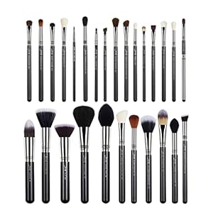Jessup Makeup Brushes Set Professional 27 pcs Brush Makeup Premium Synthetic Foundation Contour Powder Blush Highlighter Eyeshadow Concealer Brow Face Make Up Brushes Tools Black/Silver T133
