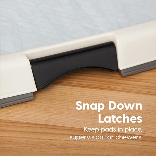 IRIS USA Pee Pad Holder - Extra-Small Sized Dog & Puppy Pee Pads, Secured Latches, Non-Skid Feet, High Polish Finish for Easy Cleaning, Leak Protection, Fits 14"x17" Pad Puppy & Toy Breeds, Dark Grey