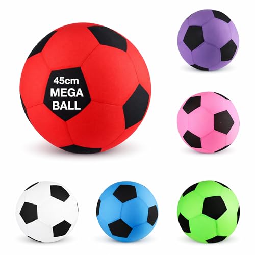 D.A.Y. Republic Giant 45cm Inflatable Mega Football for Garden Pool Beach Fun Play - Amazing Summer Fun Large Blow Up Ball With Soft Microfibre Cover Cuddly Toy
