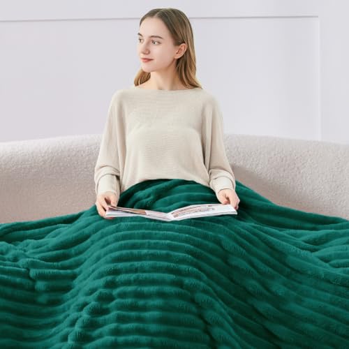 Image of BEDELITE Ribbed Twin Blanket for Couch & Bed, Emerald Green, 60 inchx80 inch | Ultra-Soft Plush Fleece, Cozy, Warm Yet Lightweight, Ribbed Texture, Home Decor, Machine Washable, Giftable, All-Season Use
