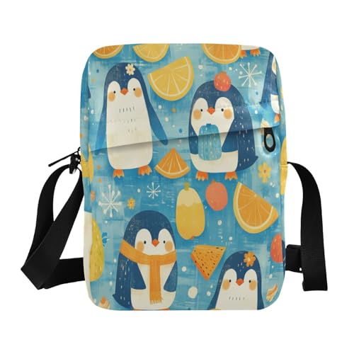 Cute Summer Orange Penguin men's messenger bag Small Crossbody Bags For Women Croos Body Purses Adjustable Strap for Casual School
