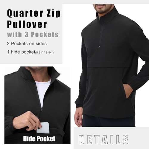 Image of EDITCOZY Men's Lightweight Quarter Zip Pullover Casual Windbreaker for Running Golf Jackets with 3 Pockets