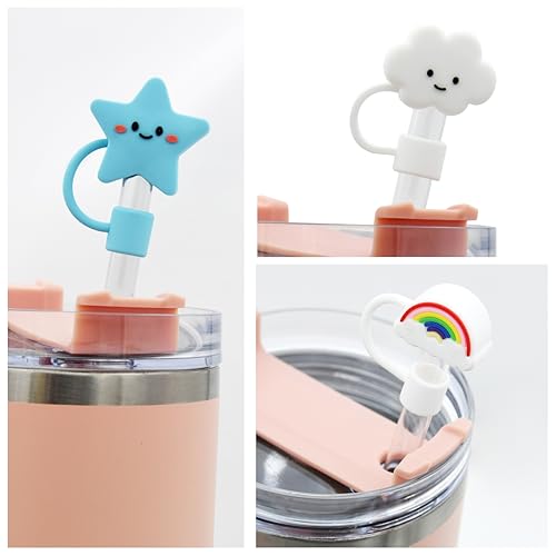 Image of Straw Cover Cap for Stanley Cup,Silicone Straw Topper 10 mm 0.4 in Reusable Straw Tips Lids,Straw Tip Covers for Stanley Cups Accessories