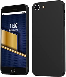 For iPhone 7 / iPhone 8 / iPhone SE - BLACK Case Liquid Silicone [Lens Protector Bumper] [Individual Protection for Each Len ] Shockproof Protective Rubber Soft Microfiber Interior Case Cover