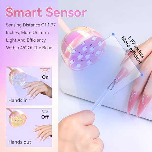 Image of Makartt UV LED Nail Lamp - Gooseneck UV Light for Nails Cordless Rechargeable USB 39mW /cm Dryer LED Lamp with Auto Sensor 4 Timer Settings Fast Curing for Nail Art Polish (Glazed Pink)