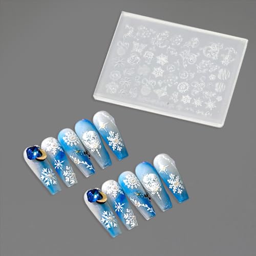 yueton 2Pack Flower Butterfly Nail Art Silicone Molds Cute Cartoon Nail Sticker Molds Decor Tool