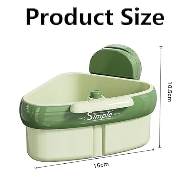 Suction Cup Sink Corner Rack, Plastic Sink Storage Rack Holder, Triangle Storage Racks with Drain Hole (2 Green)
