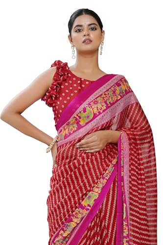 Image of MIRCHI FASHION Saree for Woman | Chiffon Floral Printed Breathable Occasional Sari with Blouse