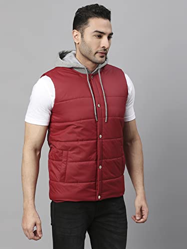 Image of Dennis Lingo Color Block Polyester Regular Fit Full Sleeves Men's Hooded Puffer Jacket with 2 Pockets - Lightweight Casual Winterwear for Men
