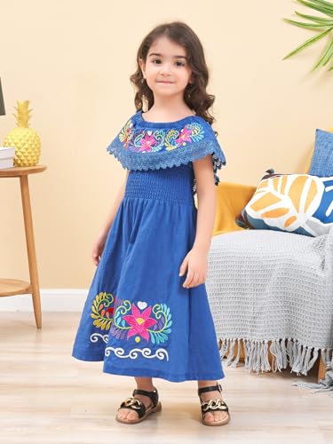 Image of Mexican Dress for Girls Traditional Vestidos Mexicanos Cinco de Mayo Embroidered Dresser Toddler Kids