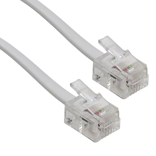 Image of RJ11 to RJ11 ADSL Broadband Modem Cable, Phone Socket to Router Connection, White (20M)
