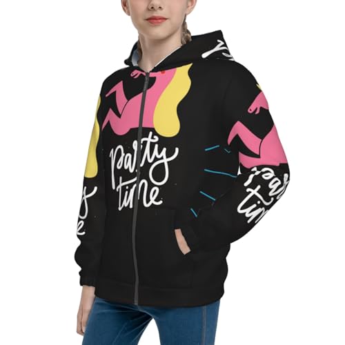 Party time Kid Hoodies Boys Zip Up Sweatshirts Girls Pullover with Pocket
