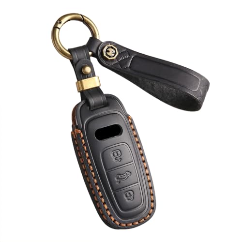 Coque de clé Audi en cuir ontto noire pour vos déplacements quotidiens en A3 Q7 A6