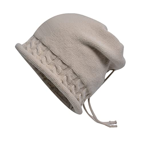 Luckywaqng-Fliege-Kinder-Frauen-Winter-Pullover-Strickflor-Kappe-Kordelzug-Crimp-Thermokappe-grosser-Ohr-Kaeltekappe-Muetze-Kinder-Herbst