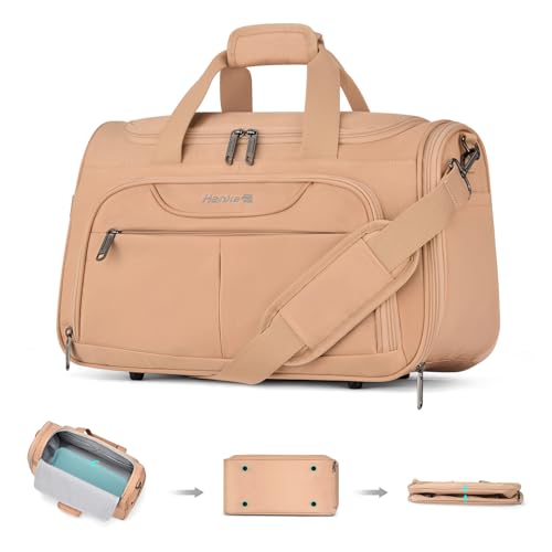 Hanke Foldable Underseat Carry On luggage Bag, Travel Tote Bag for Women & Men, Personal Item Travel Bag Softside Lightweight Luggage Bags for Travel Flight Crew Overnight Weekender.（Pink）