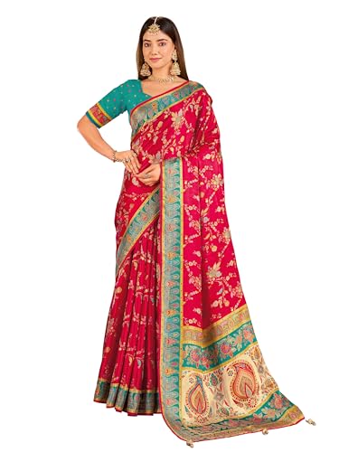 Image of Glory Sarees Women's Luxurious Dola Pure Silk Original Saree Position Print Work Madhubani Inspired Motifs Banarasi Kanjivaram Style Saree With Blouse Piece (Elegant101 Parent)