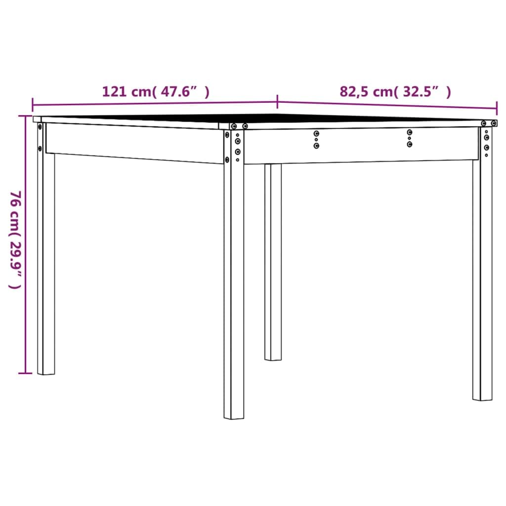 Stół ogrodowy 121 x 82,5 x 76 cm lite drewno sosnowe | Wytrzymały blat stołu, stabilna rama drewniana, na taras, balkon, podwórko, z instrukcją montażu