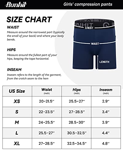Runhit 4" Youth Girls Volleyball Shorts Spandex Girls Compression Shorts Biker Kids Running Gymnastics Shorts With Pockets Navyblue M #TOP5