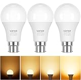 Vanke Dimmable Bayonet Light Bulb, 8W (Equivalent to 60W), B22 LED dimmable Light Bulb, Warm White 2700K, 806 Lumen BC A60 GLS Energy Saving Lightbulb, Pack of 3