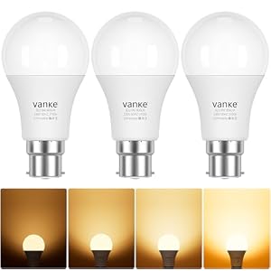 Vanke Dimmable Bayonet Light Bulb, 8W (Equivalent to 60W), B22 LED dimmable Light Bulb, Warm White 2700K, 806 Lumen BC A60 GLS Energy Saving Lightbulb, Pack of 3
