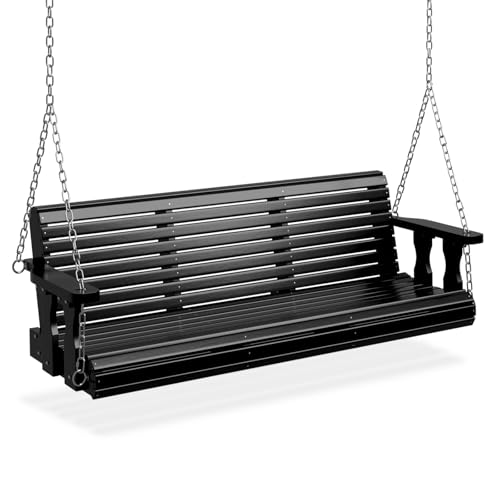 Image of VINGLI 2026 Upgraded 5 FT Wooden Porch Swing, 880 LBS Heavy Duty, Black