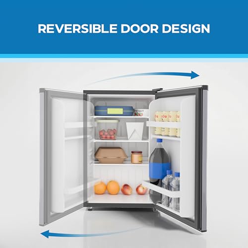 Image of Avanti Mini Fridge 2.6 Cu. Ft. Compact Refrigerator for Dorm, Office & Bedroom, Chiller Compartment, Glass Shelf, Reversible Door with Automatic Defrost, ENERGY STAR, Stainless Steel