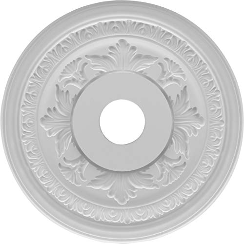 Image of Ekena Millwork CMP19BA Baltimore Thermoformed PVC Ceiling Medallion (Fits Canopies up to 7 3 /4 inch), 19 inchOD x 3 1 /2 inchID x 1 inchP